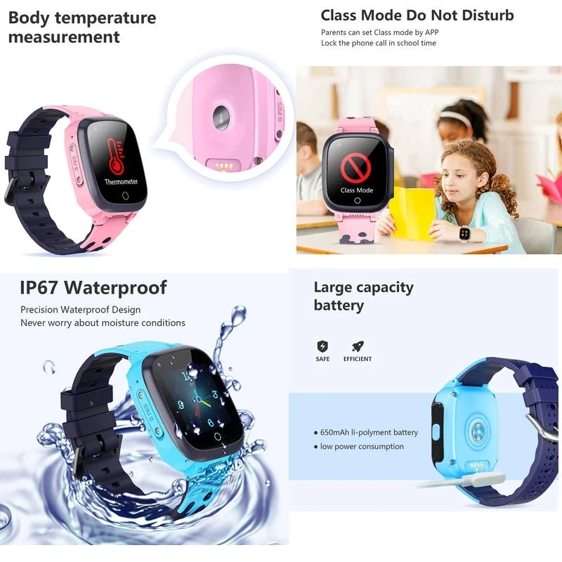 Next-Gen Kids Smart Watch – 4G, GPS, Video Call, Waterproof &amp; Temperature Monitor