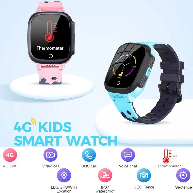 Next-Gen Kids Smart Watch – 4G, GPS, Video Call, Waterproof &amp; Temperature Monitor