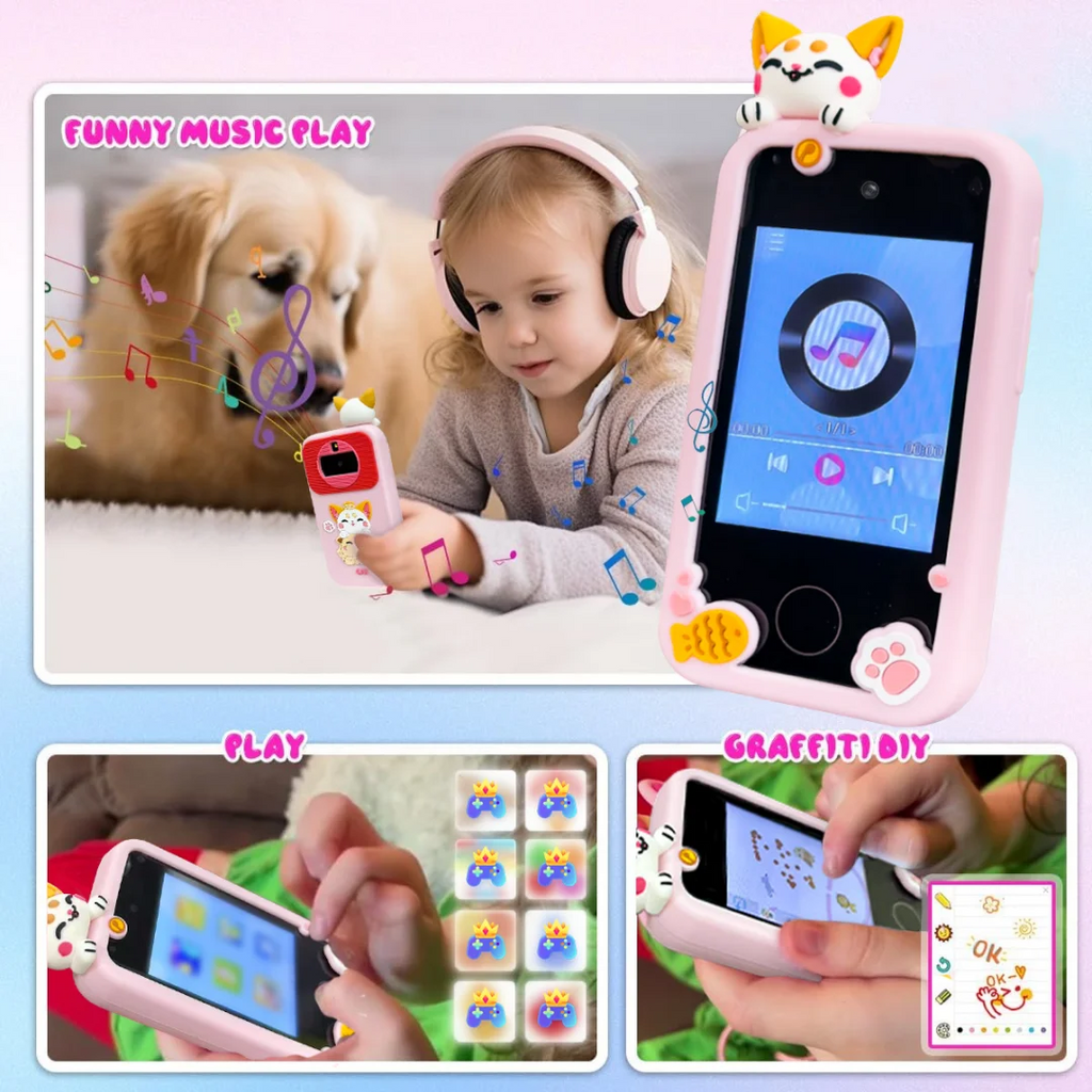 Kids Interactive Smart Toy Phone – Touchscreen, Dual Camera, MP3 Music Player &amp; Fun Learning
