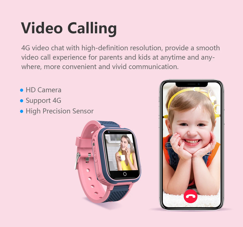 Kids 4G GPS Smartwatch – Video Calls, SOS, Camera &amp; IP67 Waterproof Protection