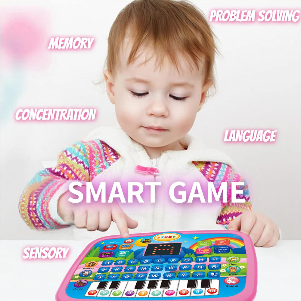 Kids Smart Learning Tablet – Educational Toy with Music, Math &amp; Keyboard Features