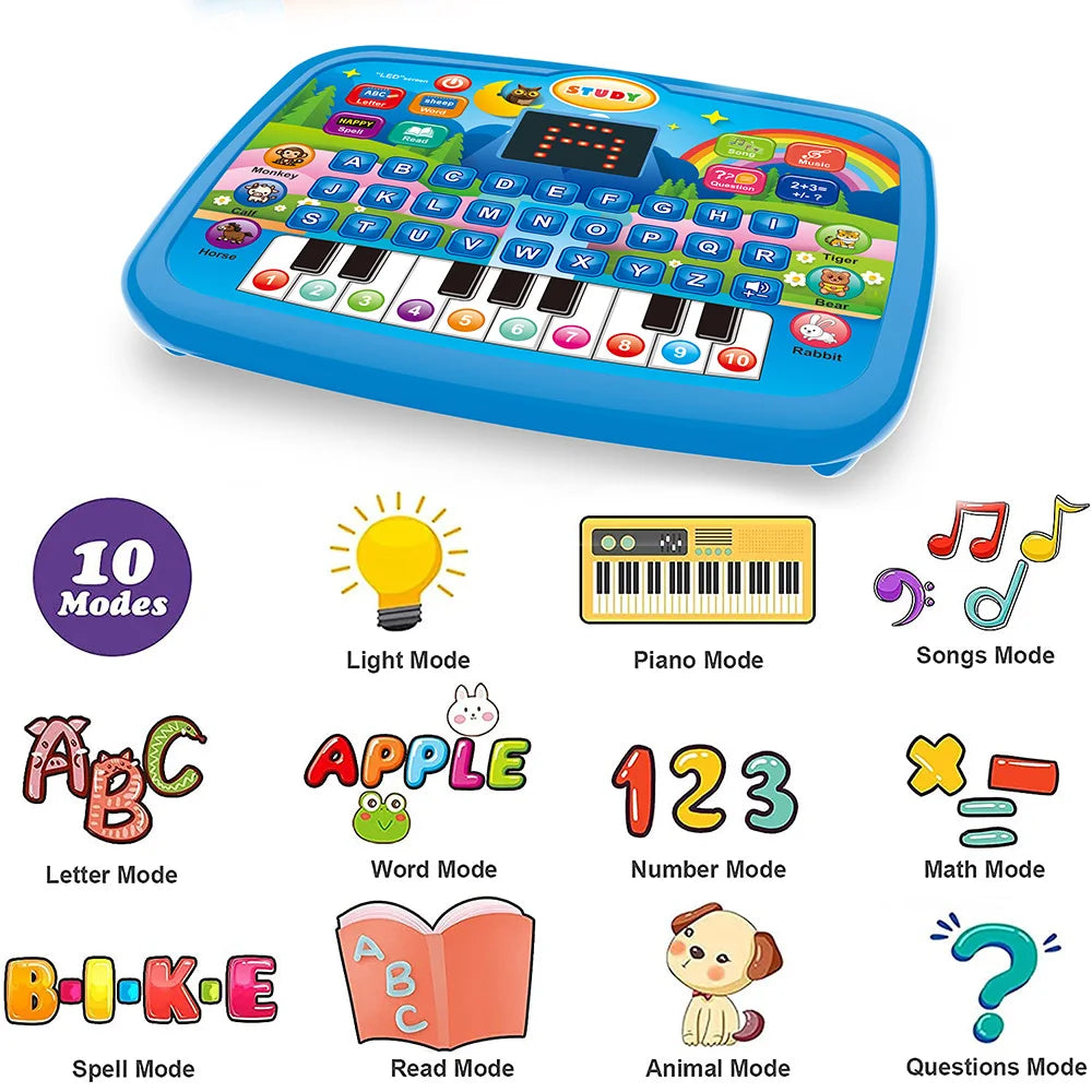 Kids Smart Learning Tablet – Educational Toy with Music, Math &amp; Keyboard Features