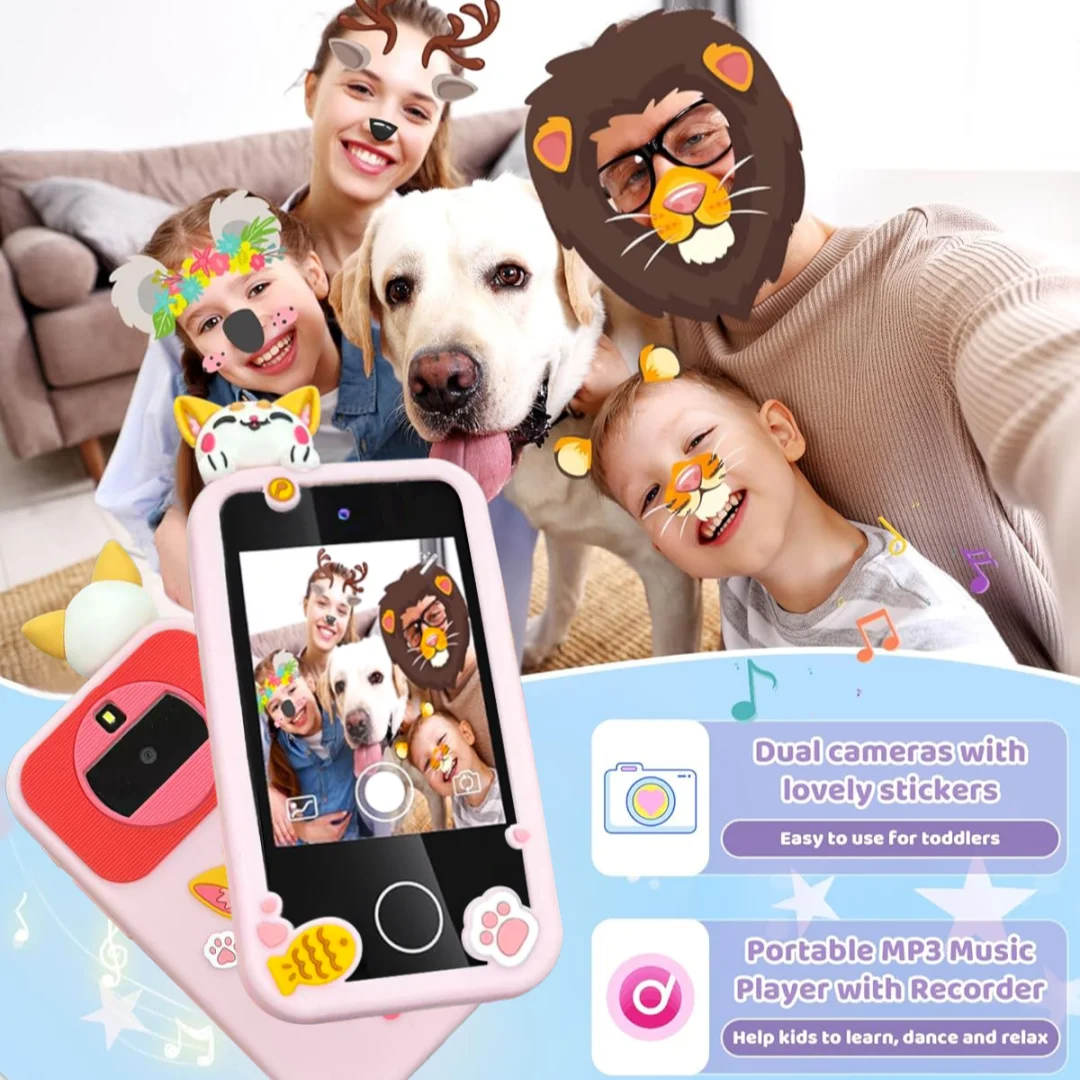 Kids Interactive Smart Toy Phone – Touchscreen, Dual Camera, MP3 Music Player &amp; Fun Learning