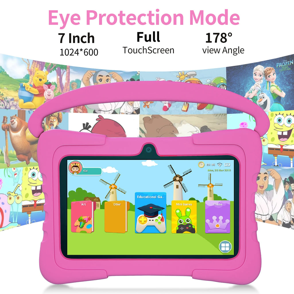Interactive Android Tablet for Kids – 7-Inch, 64GB, Shockproof, WiFi, Bluetooth &amp; Parental Control