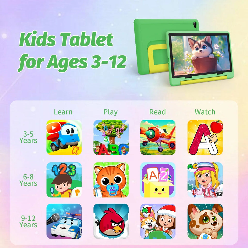 Children's Smart Tablet – 10 Inch Display, Android 15, Octa Core, WiFi, 5000mAh Battery &amp; Parental Features