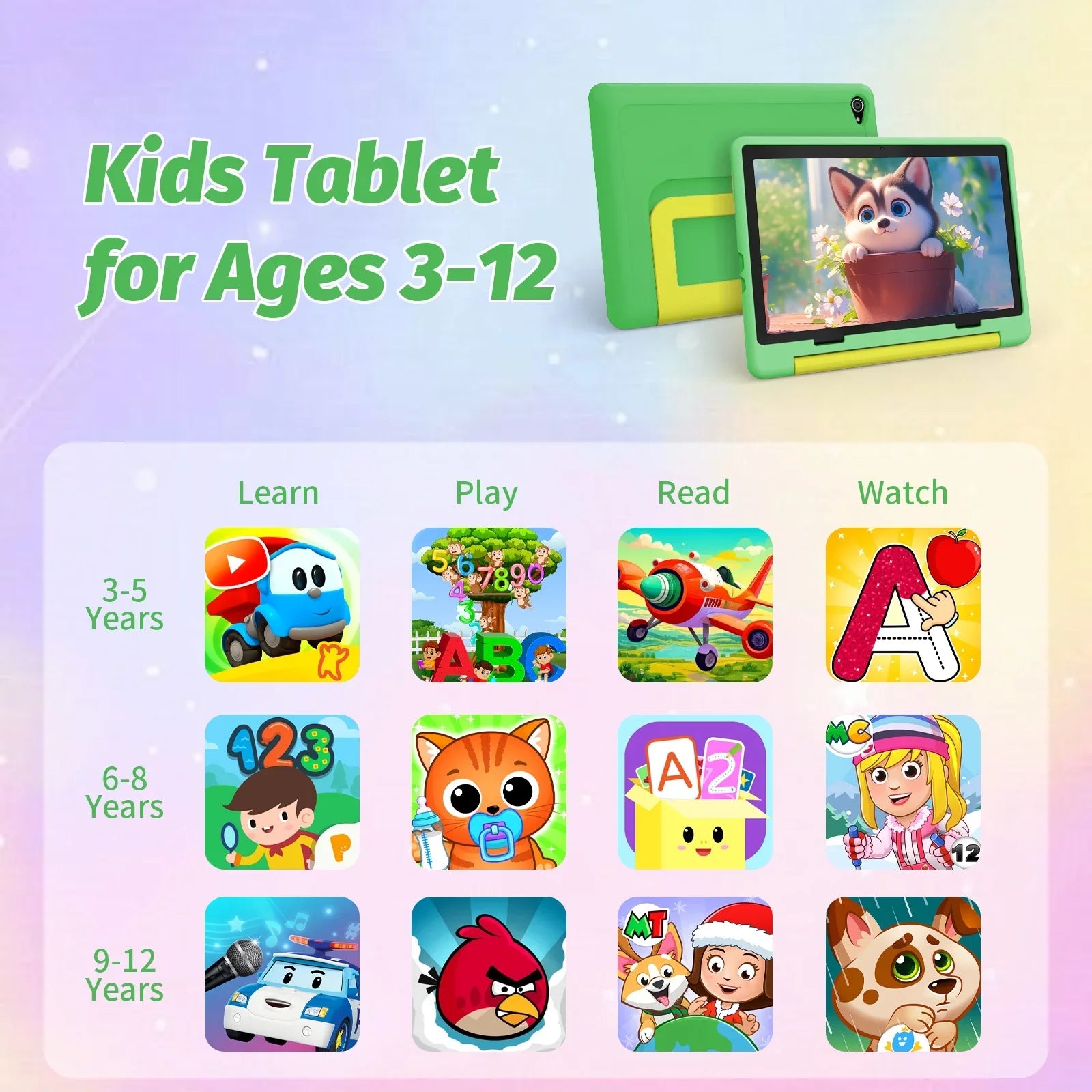 Children's Smart Tablet – 10 Inch Display, Android 15, Octa Core, WiFi, 5000mAh Battery &amp; Parental Features