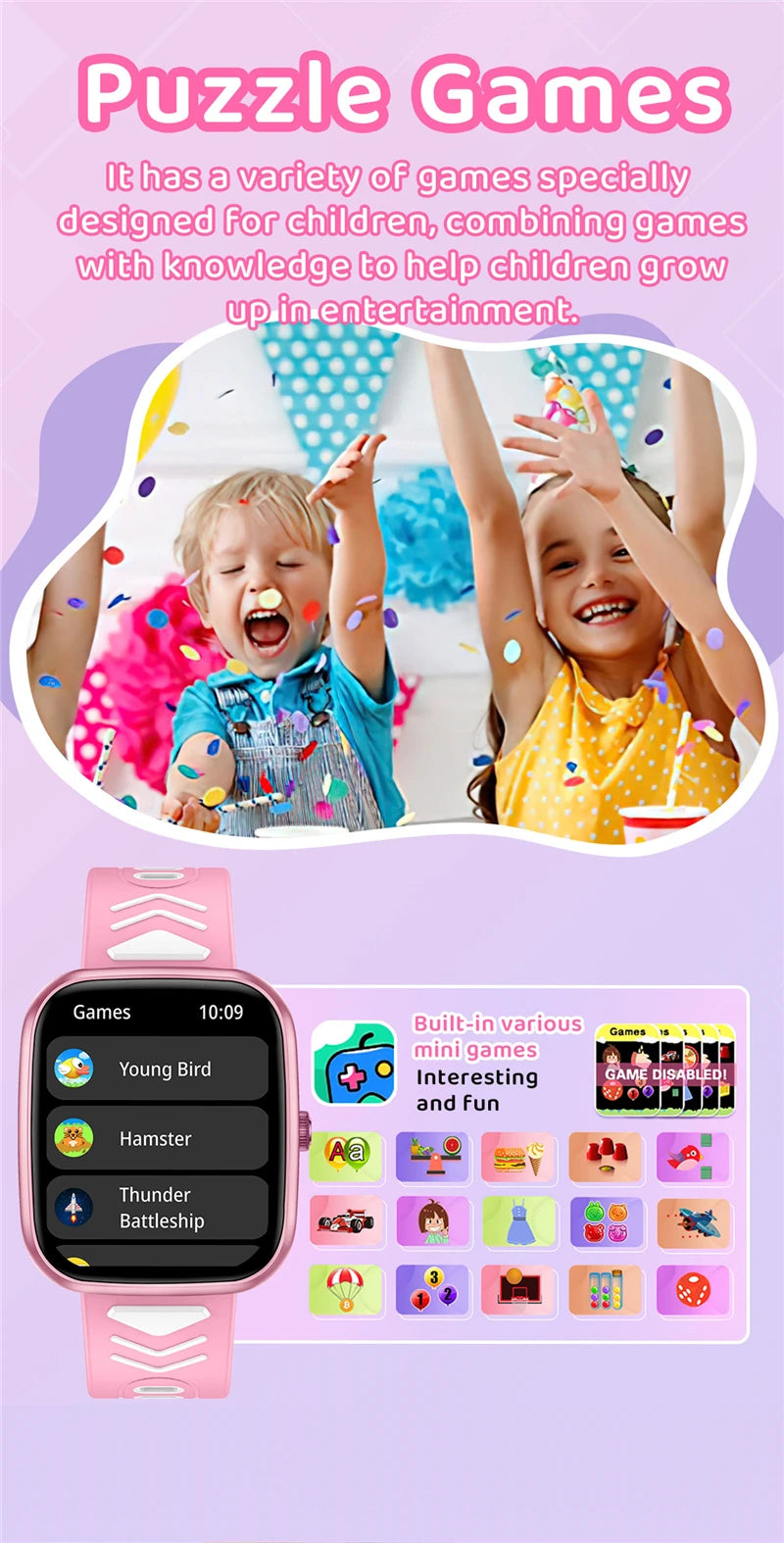 Smart Learning Watch for Kids – HD Touch Screen, Music, Games &amp; App Connection