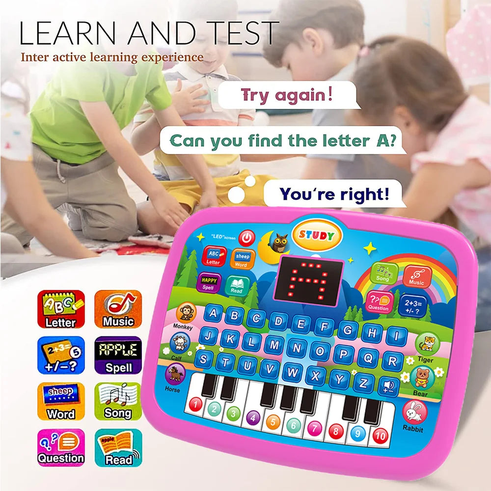 Kids Smart Learning Tablet – Educational Toy with Music, Math &amp; Keyboard Features