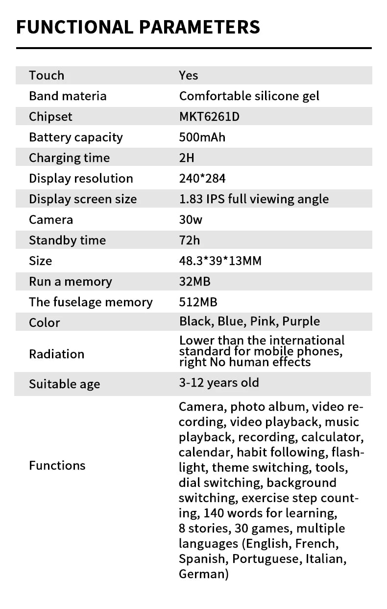 Kids Digital Smartwatch – Camera, Music &amp; Video Player, Flashlight, Pedometer &amp; Games