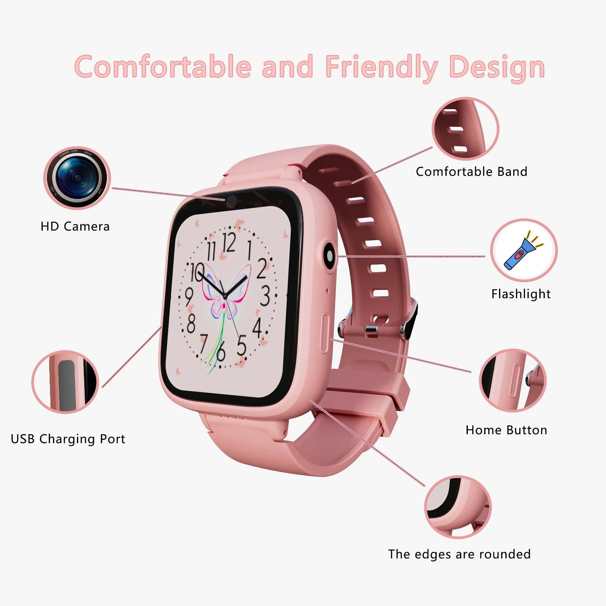 Fun Kids Smart Watch – 5 Games, Music &amp; Video Recording, Alarm Clock &amp; Camera