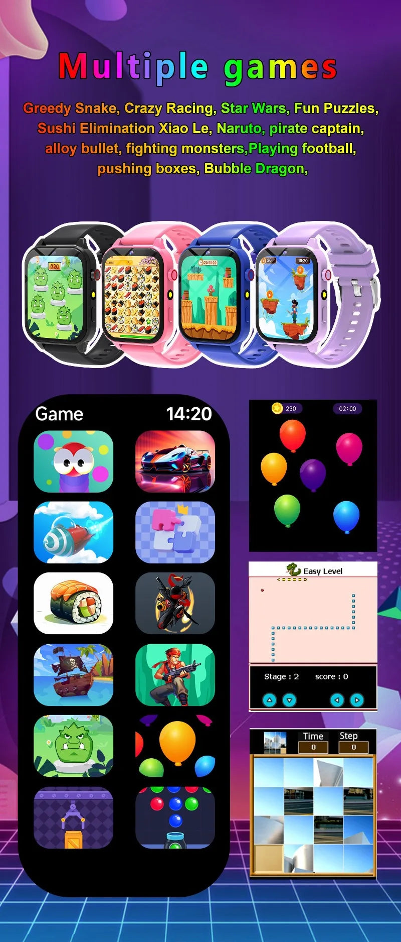 Kids Smart Game Watch – HD Color Screen, Flashlight, Sleep Tracker &amp; Waterproof